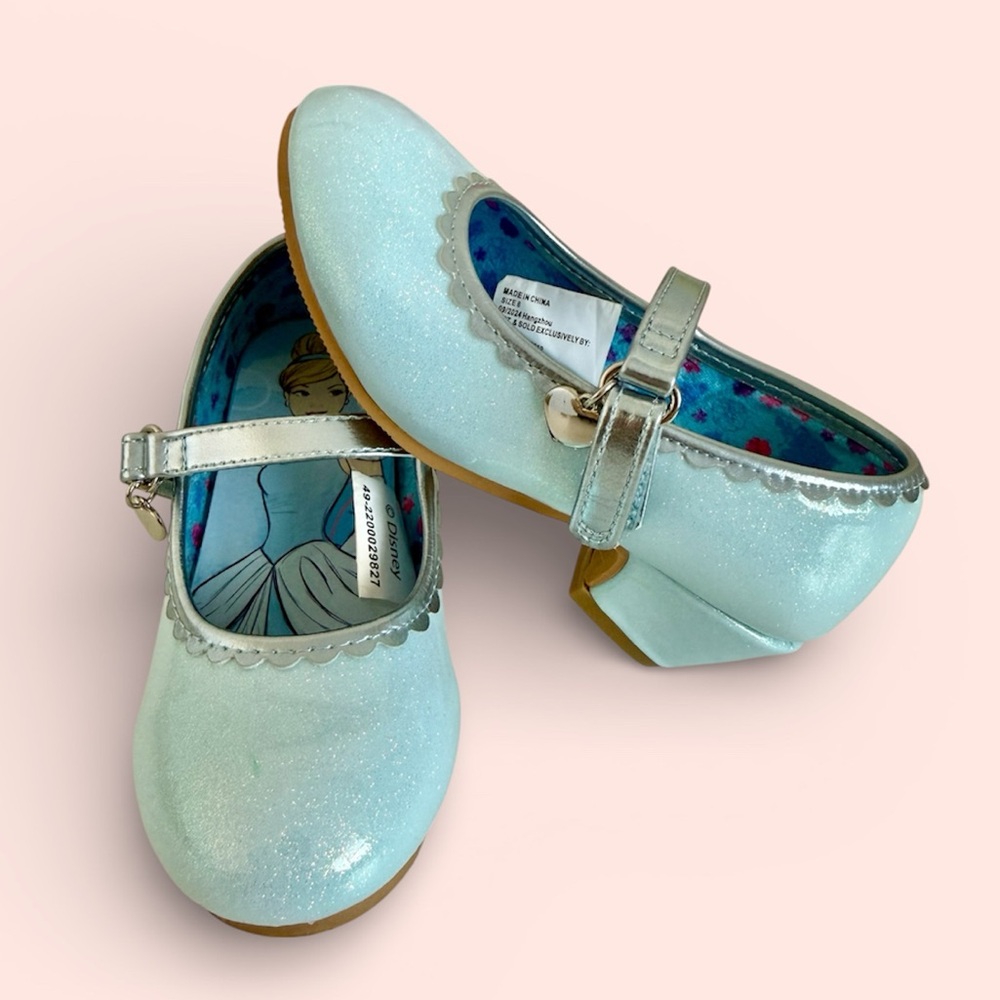 Disney Sparkling Blue Princess Cinderella High Heel Shoes • Size 8